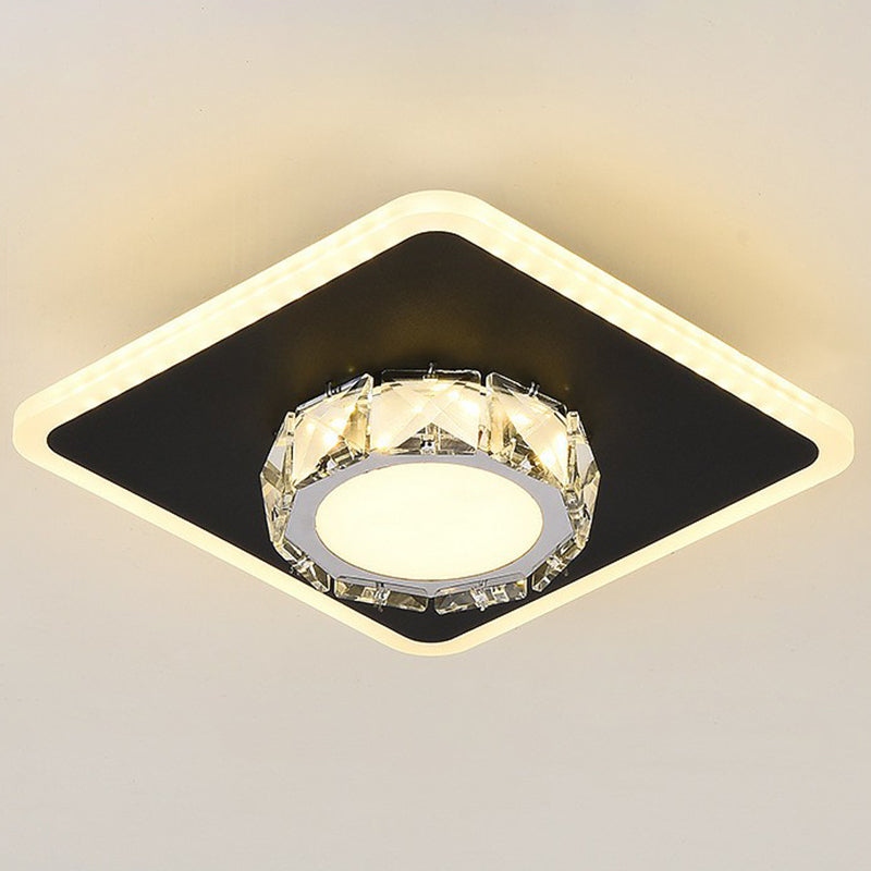 Plafonnier encastré de forme géométrique contemporaine, luminaire LED pour couloir en cristal