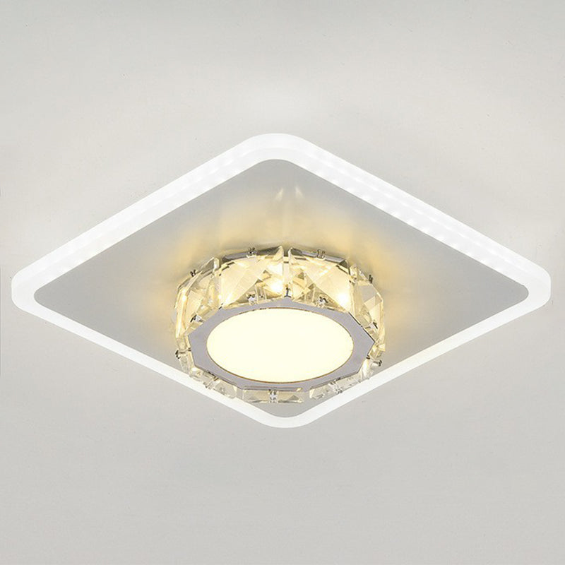 Plafonnier encastré de forme géométrique contemporaine, luminaire LED pour couloir en cristal