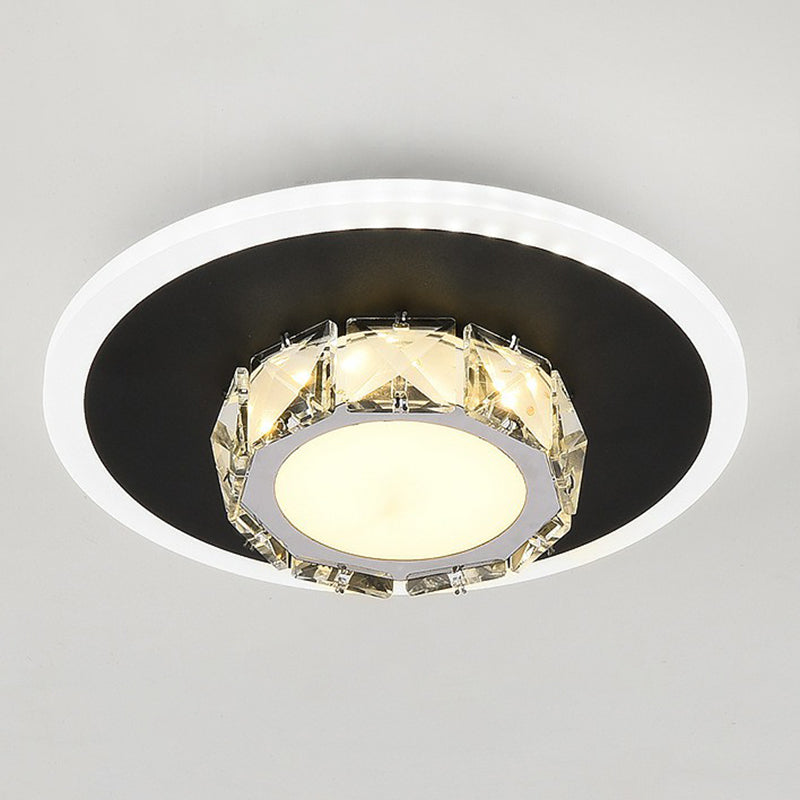 Plafonnier encastré de forme géométrique contemporaine, luminaire LED pour couloir en cristal