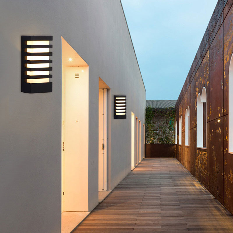 Rechthoek LED Wall Mounted Light Simplicity Metallic Courtyard Wall Sconce Lighting