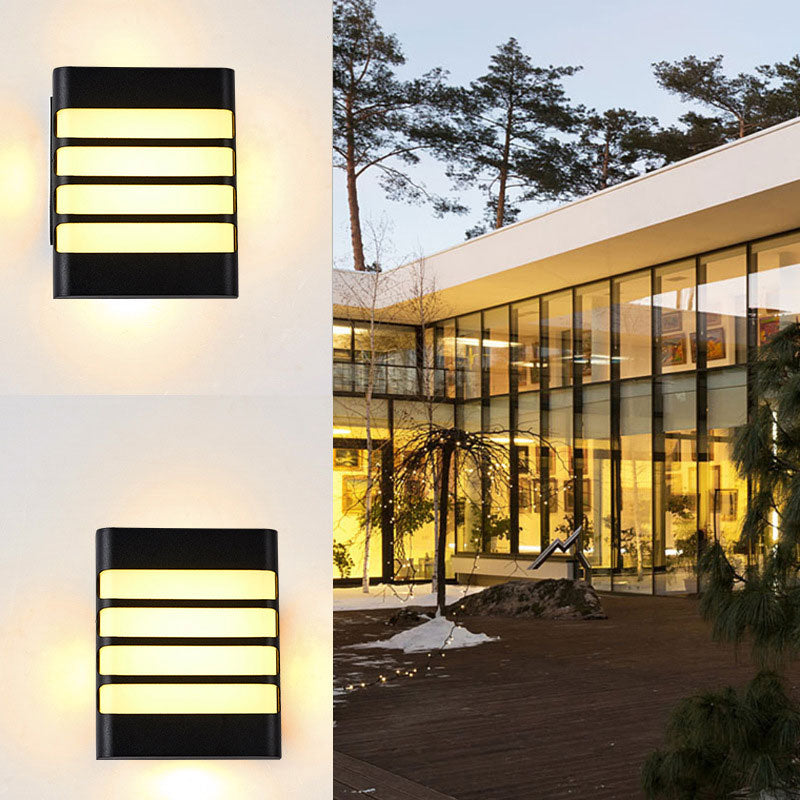 Geometrical Acrylic Wall Sconce Light Minimalist Black LED Wall Mount Lighting for Courtyard
