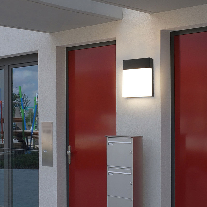Illuminazione con applique rettangolare nero moderno lampada a parete a LED metallico per esterno