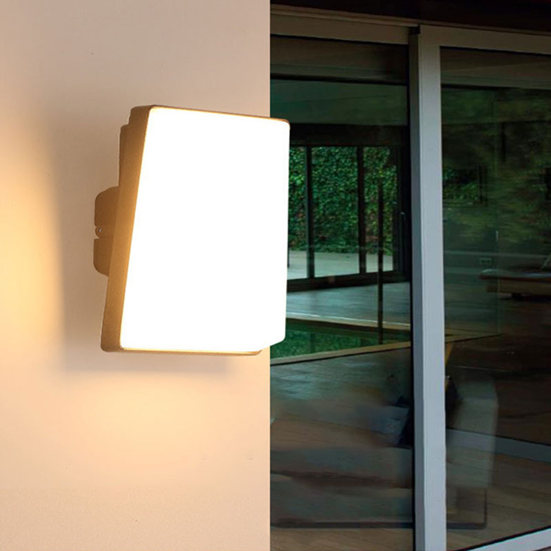 Minimalistic Rectangular Wall Sconce Lamp Metallic Balcony LED Wall Lighting with Acrylic Shade in Black