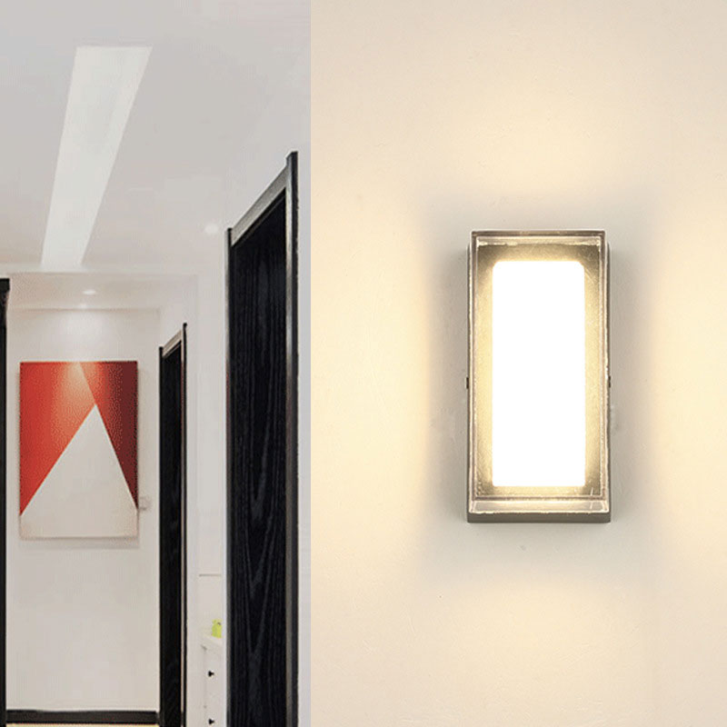 Rectangle Outdoor LED Wall Mounted Light Metallic Simplicity Wall Sconce Lighting in Black