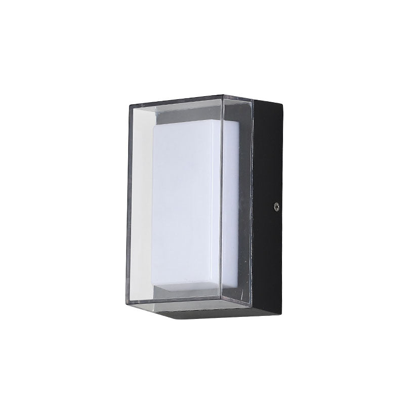 Rectangle Outdoor LED Wall Mounted Light Metallic Simplicity Wall Sconce Lighting in Black