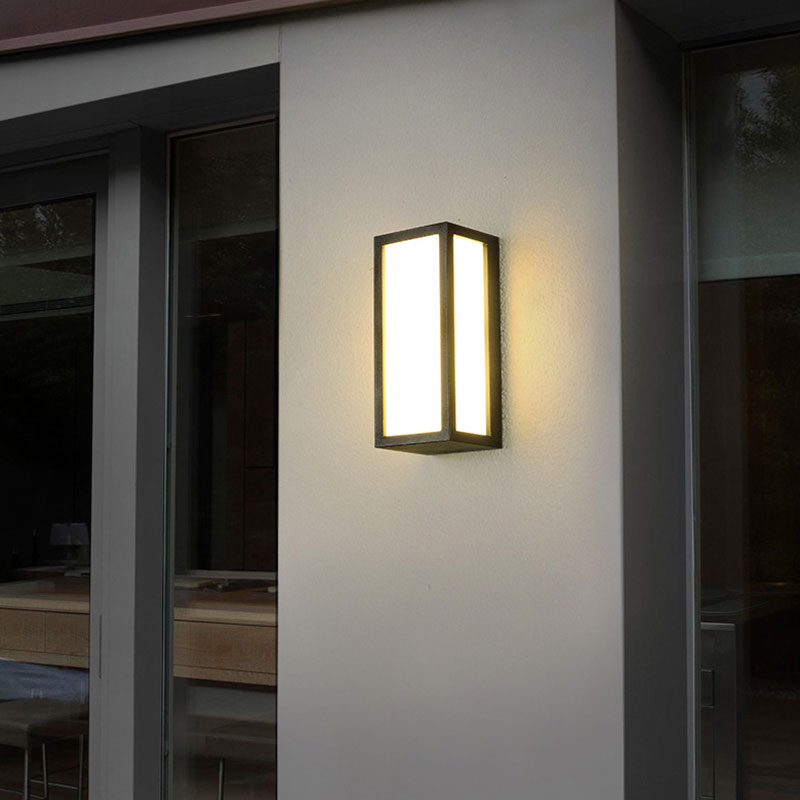 Textured Black Rectangular LED Wall Mounted Light Simplicity Metallic Wall Sconce Lighting for Patio