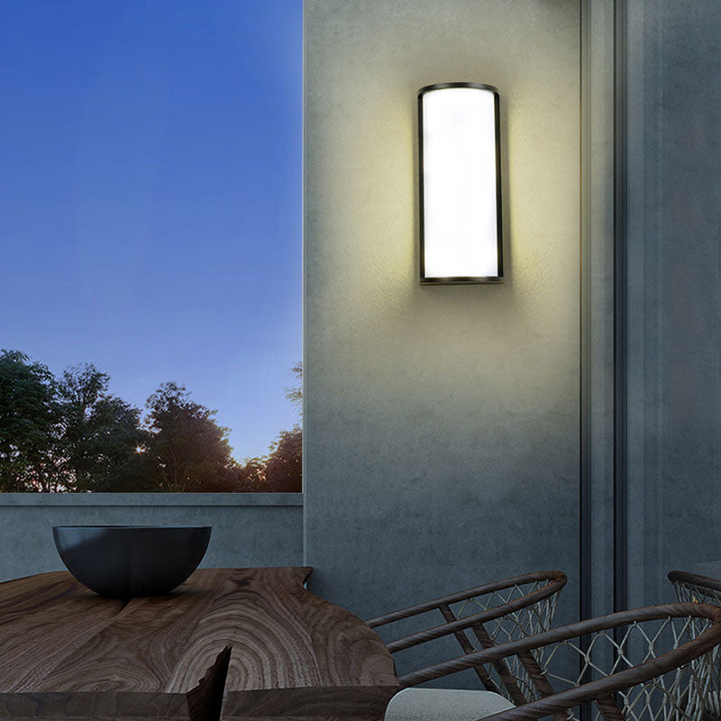 Half Cylinder Wall Sconce Lamp Minimalistic Metal Textured Black LED Wall Lighting Fixture for Outdoor