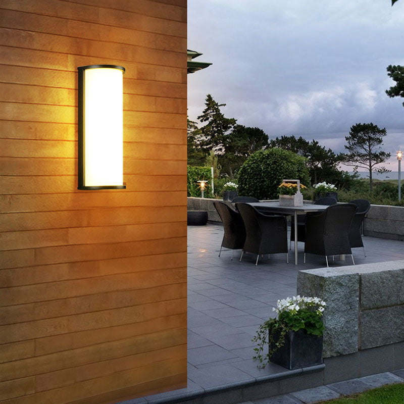 Half Cylinder Wall Sconce Lamp Minimalistic Metal Textured Black LED Wall Lighting Fixture for Outdoor