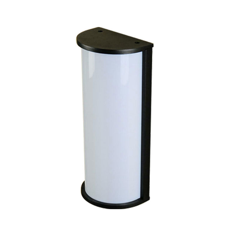 Half Cylinder Wall Sconce Lamp Minimalistic Metal Textured Black LED Wall Lighting Fixture for Outdoor