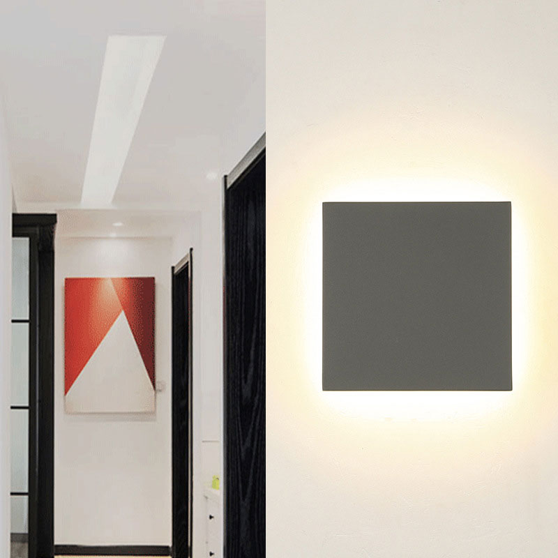 Geometric Courtyard LED Wall Mounted Light Aluminum Simplicity Wall Sconce Lighting in Grey