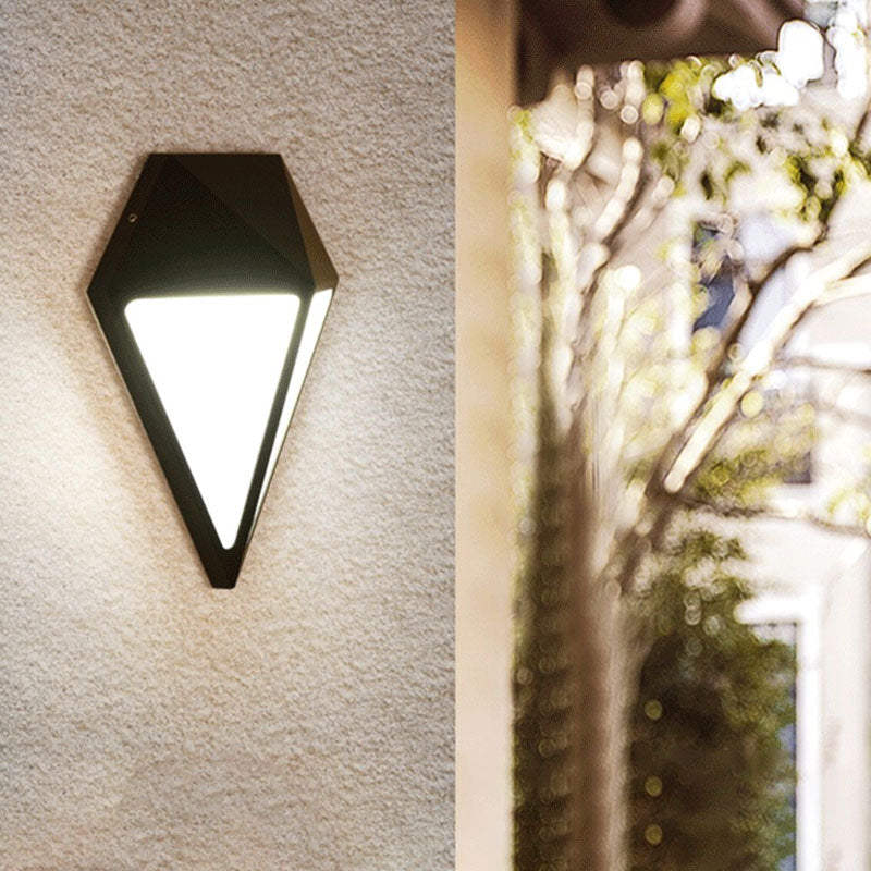 Aluminum Diamond Wall Sconce Light Minimalist Black LED Wall Mount Lighting for Outdoor