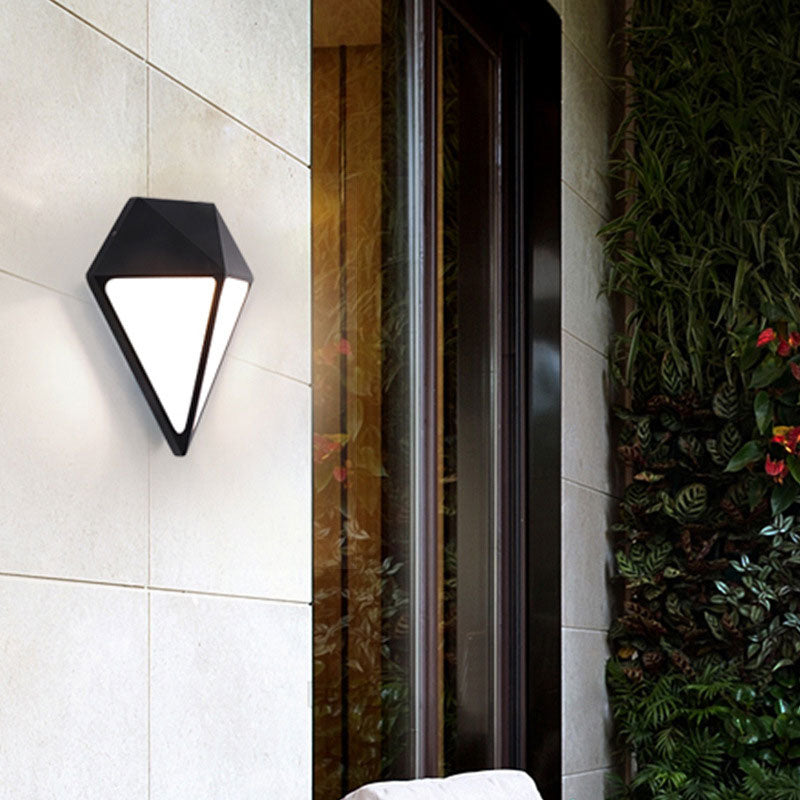Aluminum Diamond Wall Sconce Light Minimalist Black LED Wall Mount Lighting for Outdoor