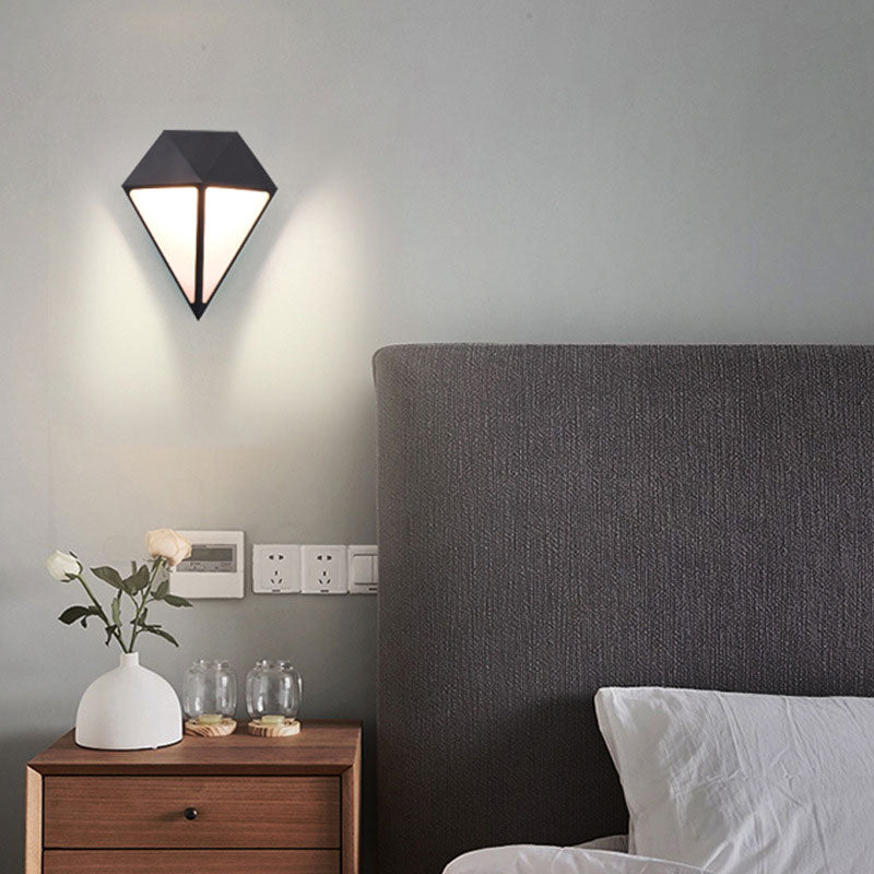 Aluminum Diamond Wall Sconce Light Minimalist Black LED Wall Mount Lighting for Outdoor