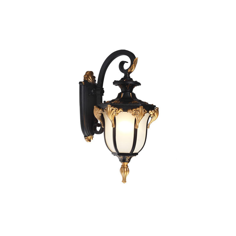 Bell Shade Frost Glass Wall Mount Light Vintage 1-Light Outdoor Wall Lighting Fixture