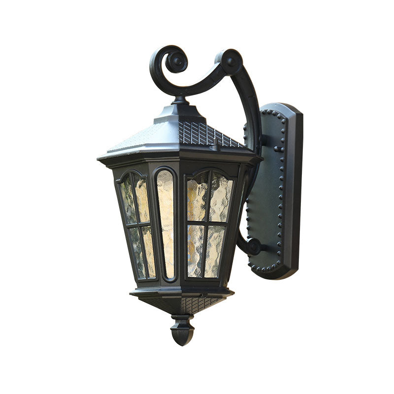 Single-Bulb Wall Mount Light Retro Bell Shaped Ripple Glass Wall Lighting for Courtyard