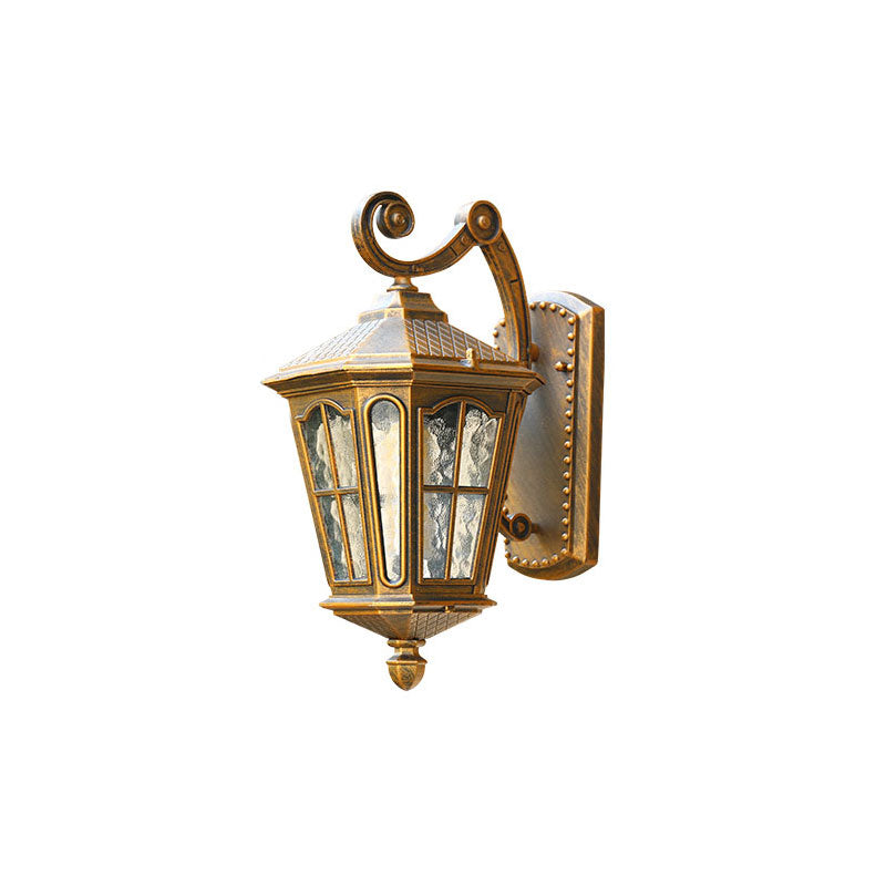 Single-Bulb Wall Mount Light Retro Bell Shaped Ripple Glass Wall Lighting for Courtyard