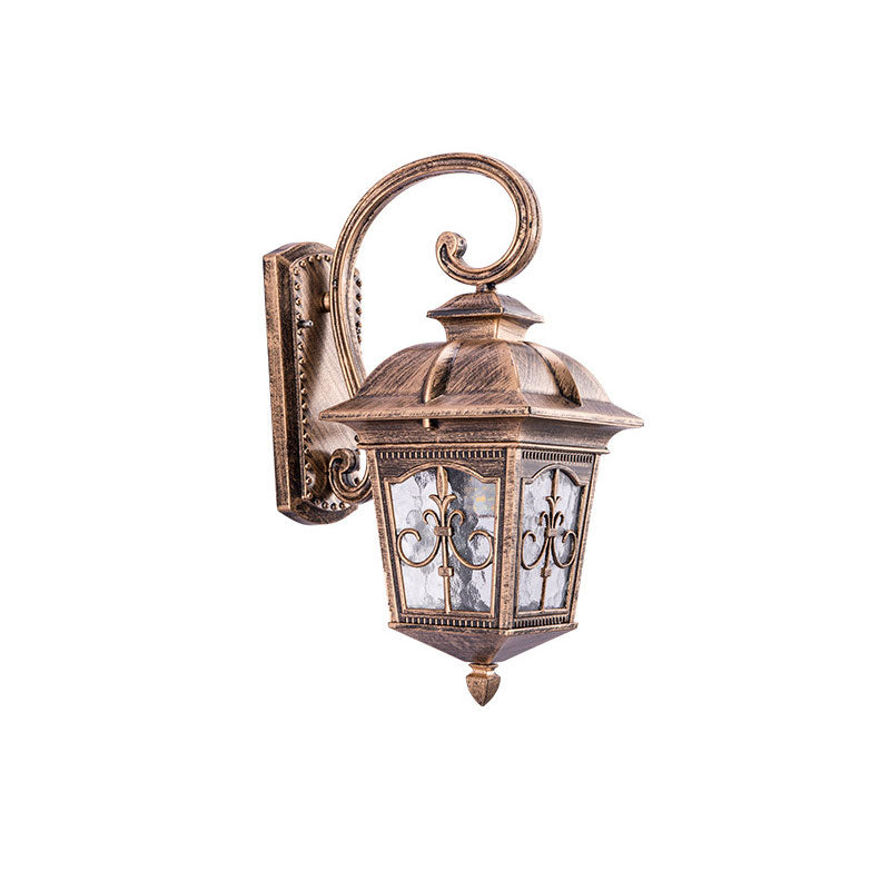 Tapered Shade Ripple Glass Wall Lantern Rustic 1-Light Courtyard Wall Light Fixture
