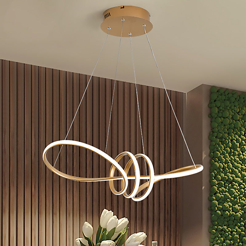 Lampadario a pendente a LED modernista con ombra acrilica kit lampada a spirale in oro a spirale in luce bianca/calda/naturale
