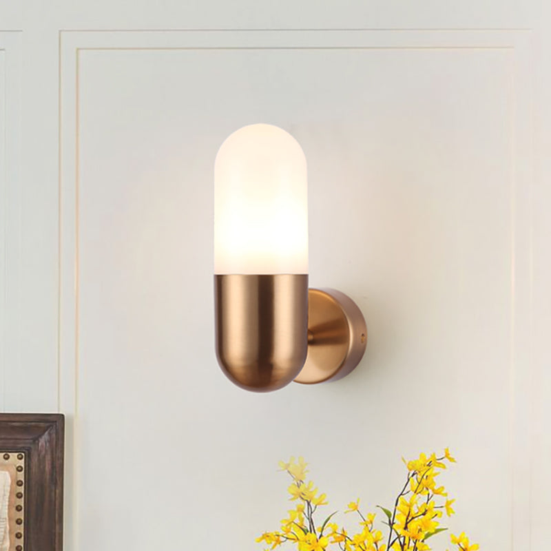 Capsule Metal Wall Sconce Light Postmodern 1 Light Black/Gray/White Wall Mounted Light for Bedroom