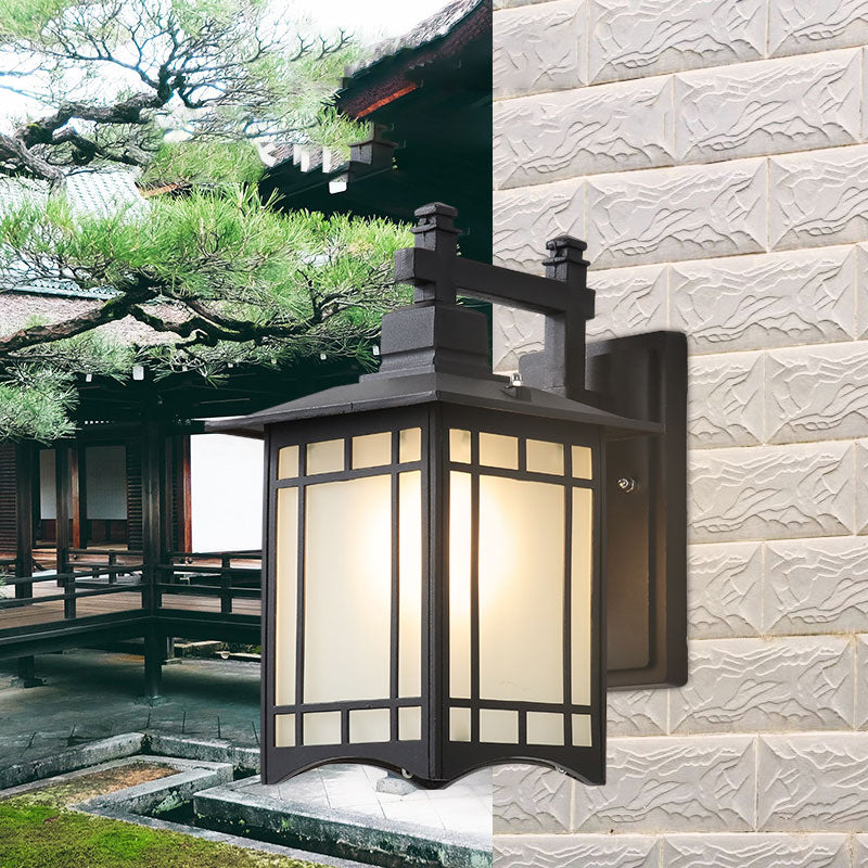 Traditional House Shaped Wall Sconce Single Aluminium Wall Mounted Light with Frost Glass Shade