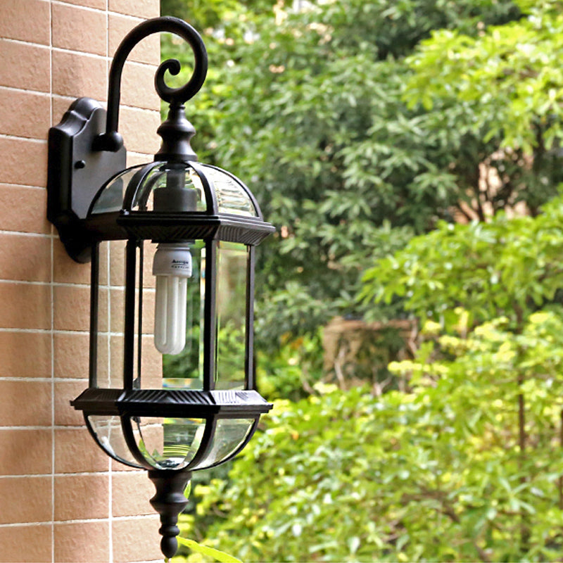 Birdcage Shade Clear Glass Wall Lighting Rustic 1 Bulb Courtyard Wall Light Fixture