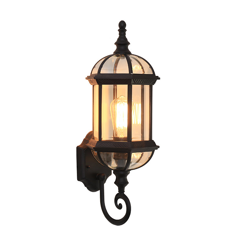 Birdcage Shade Clear Glass Wall Lighting Rustic 1 Bulb Courtyard Wall Light Fixture