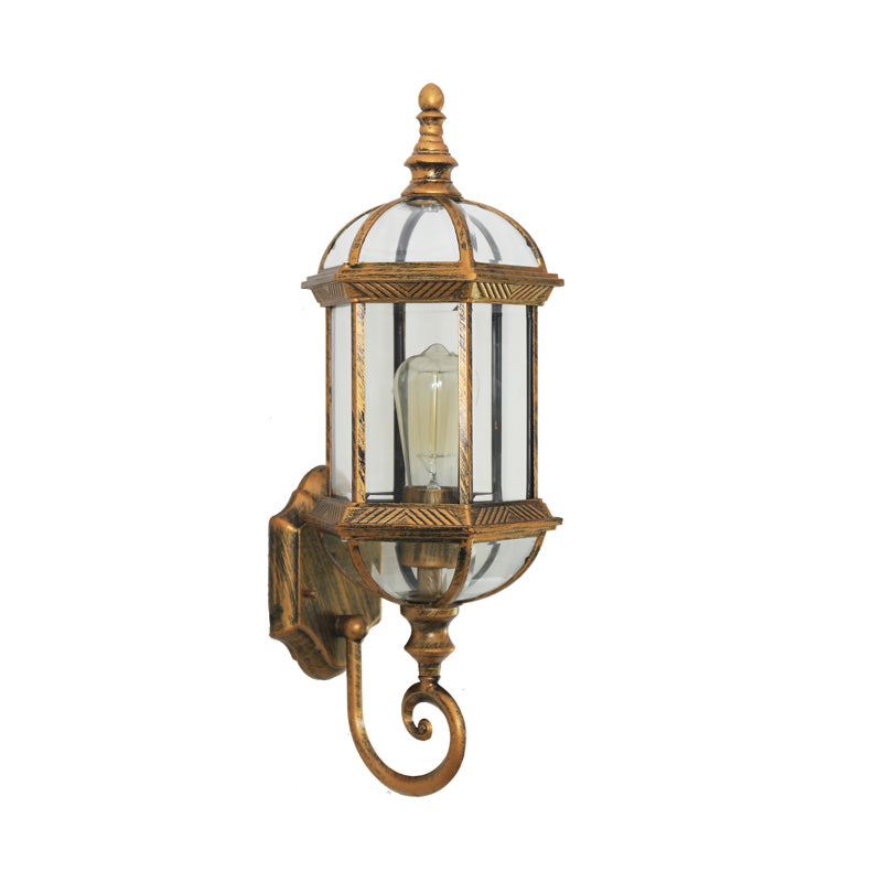 Birdcage Shade Clear Glass Wall Lighting Rustic 1 Bulb Courtyard Wall Light Fixture