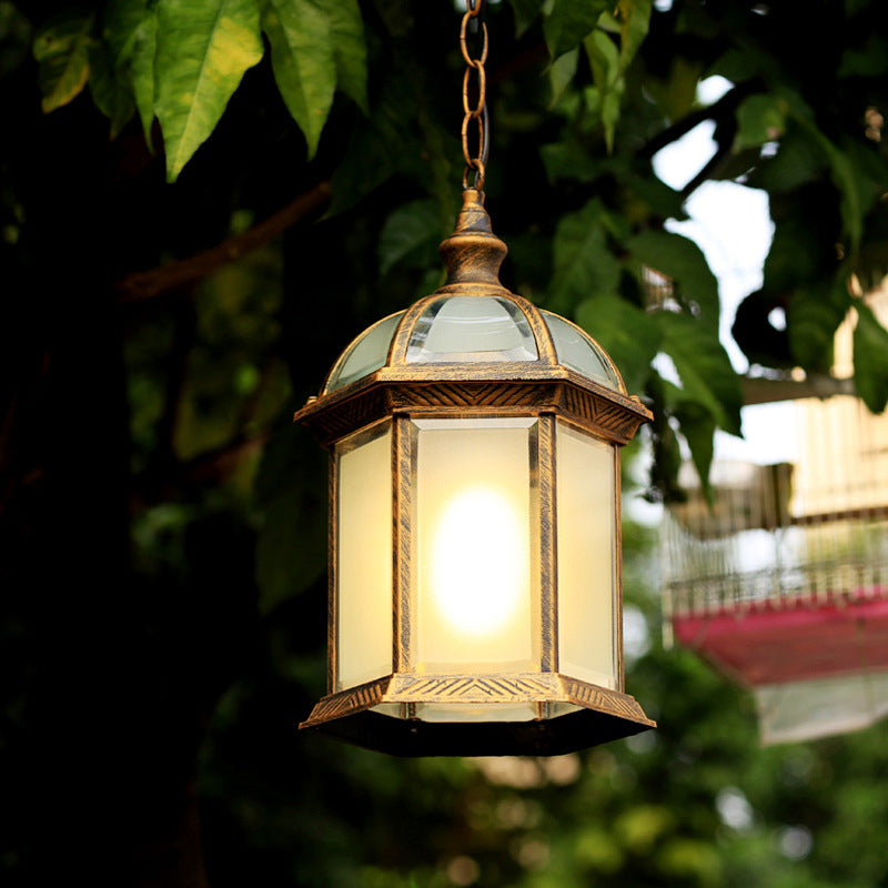 Birdcage Clear Glass Suspension Light Retro 1-Light Courtyard Pendant Light Fixture