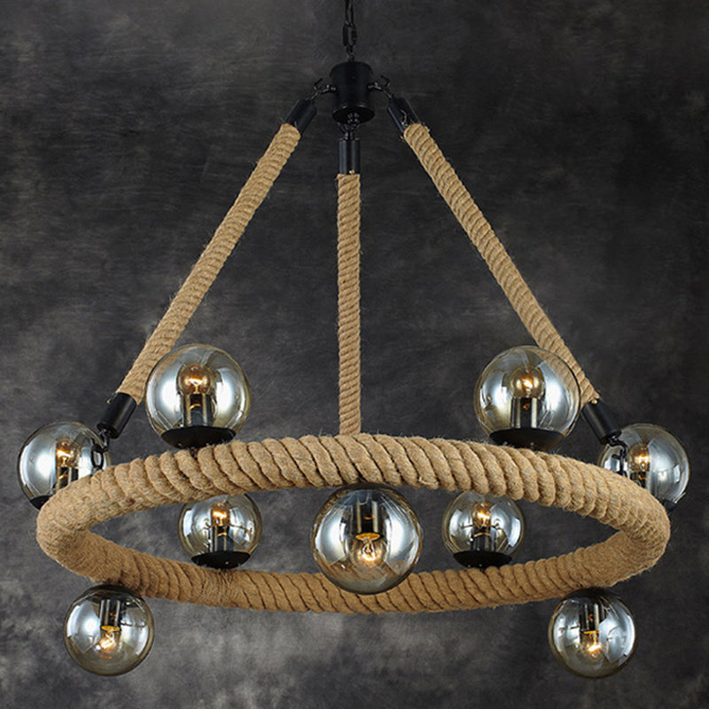 Pémièrement le luminaire de la lueur des lumières de la corde industrielle pour la salle sphérique pour salle à manger avec une teinte en verre