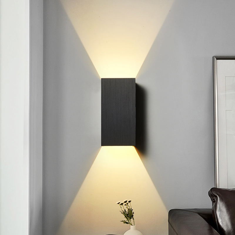 Cuboid Up and Down LED Wall Sconce Contemporary Metal Gold/Coffee/Grey Sconce Light Fixture for Bedroom
