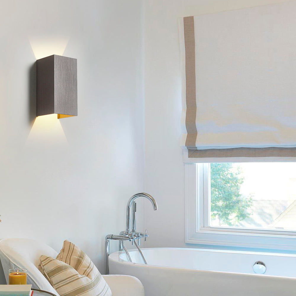 Cuboid Up and Down LED Wall Sconce Contemporary Metal Gold/Coffee/Grey Sconce Light Fixture for Bedroom