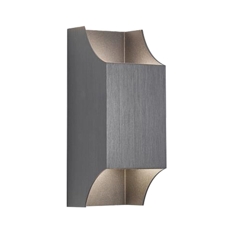 1 Light Bedroom Up and Down LED Wall Sconce with Geometric Metal Shade Black/Grey/White Wall Mount Light