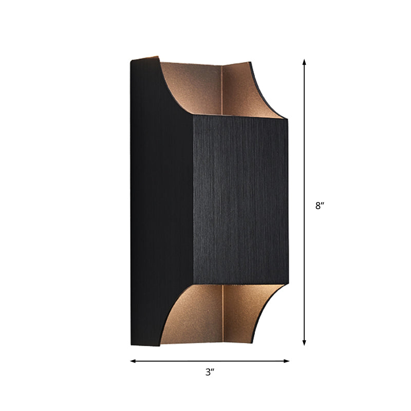 1 Light Bedroom Up and Down LED Wall Sconce with Geometric Metal Shade Black/Grey/White Wall Mount Light