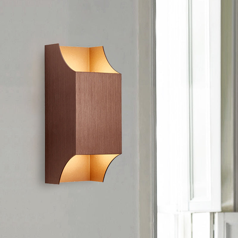 1 Light Bedroom Up and Down LED Wall Sconce with Geometric Metal Shade Black/Grey/White Wall Mount Light