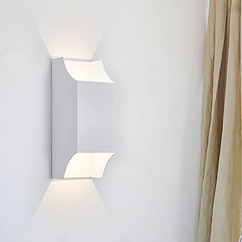 1 Light Bedroom Up and Down LED Wall Sconce with Geometric Metal Shade Black/Grey/White Wall Mount Light
