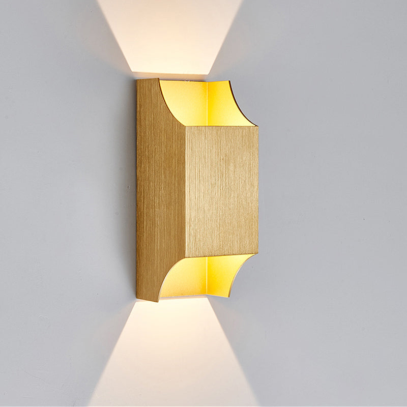 1 Light Bedroom Up and Down LED Wall Sconce with Geometric Metal Shade Black/Grey/White Wall Mount Light