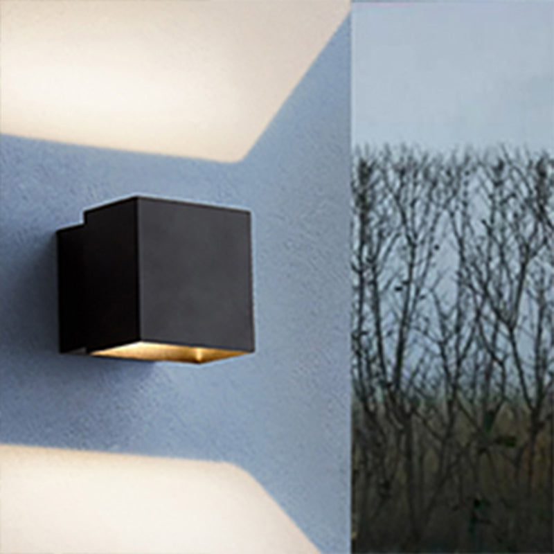 Cuboid op en neer LED Wall SCONCE Hedendaags metalen zwart/grijs/witte buitenwandbevestiging Licht met verstelbare hoek