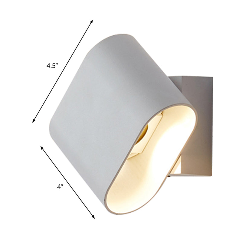 Round Edge Cuboid Wall Sconce Light Simple Metal LED Black/Grey/White Wall Mount Light for Corridor