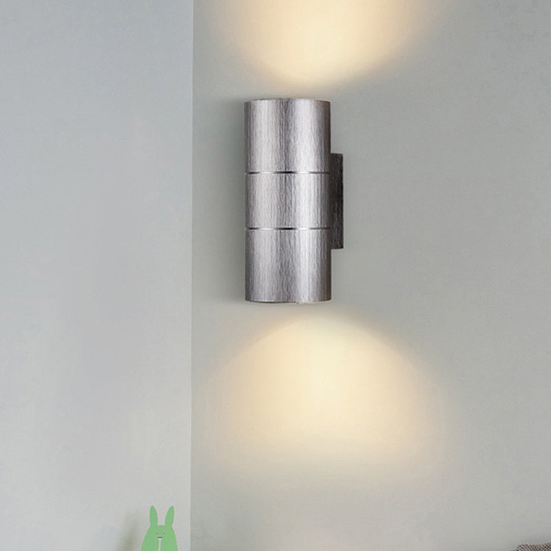 Tubular LED Up and Down Wall Sconce Modern Metal 1 Light Black/Grey/Gold Wall Lamp for Bathroom