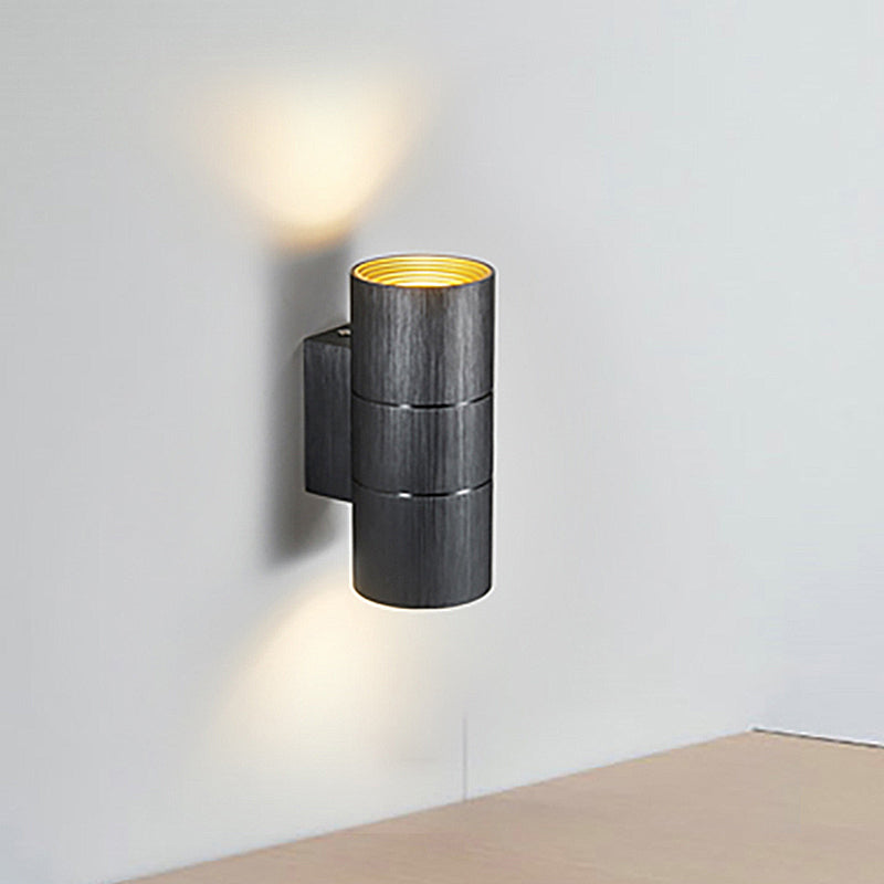 Tubular LED Up and Down Wall Sconce Modern Metal 1 Light Black/Grey/Gold Wall Lamp for Bathroom