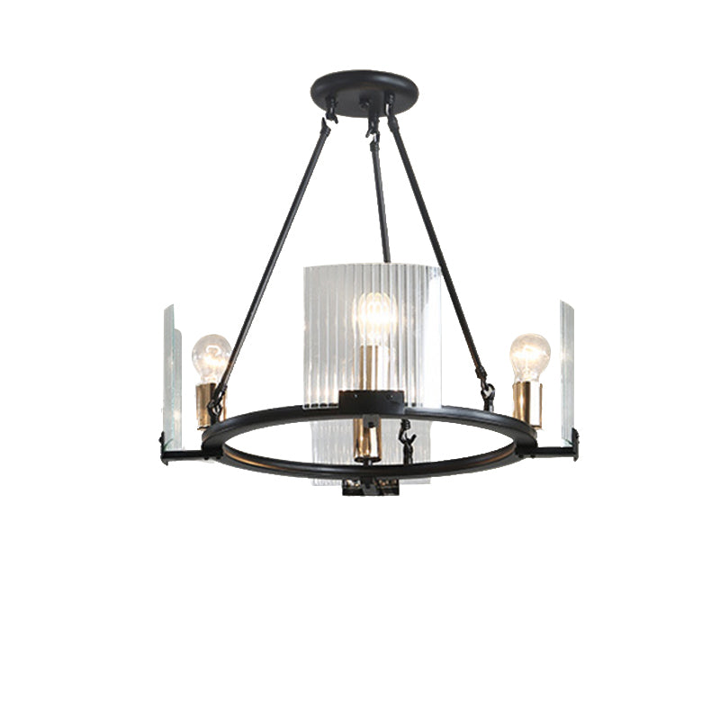 Wagon Wheel Living Room Ceiling Chandelier Traditional Metal 4/8/10 Lights Black Hanging Fixture