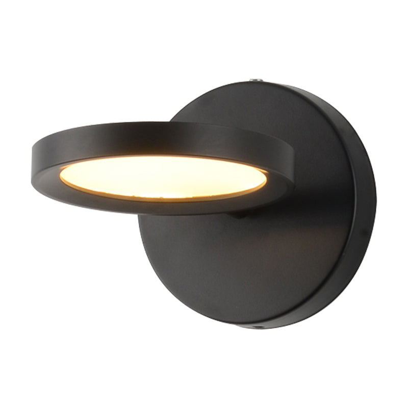 Modernistische LED -muur SCONCE Licht met metalen schaduw Zwart/Gouden Ronde Wall Monted Light