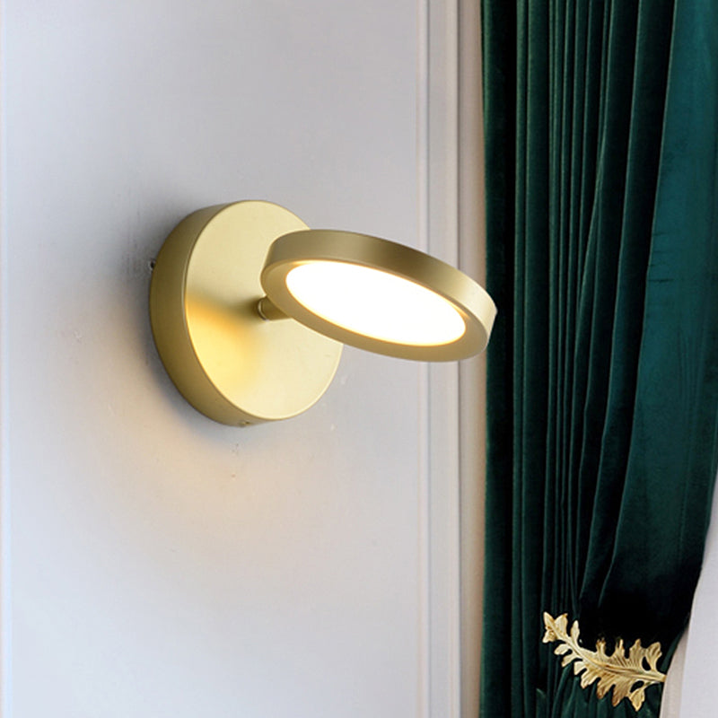 Modernistische LED -muur SCONCE Licht met metalen schaduw Zwart/Gouden Ronde Wall Monted Light