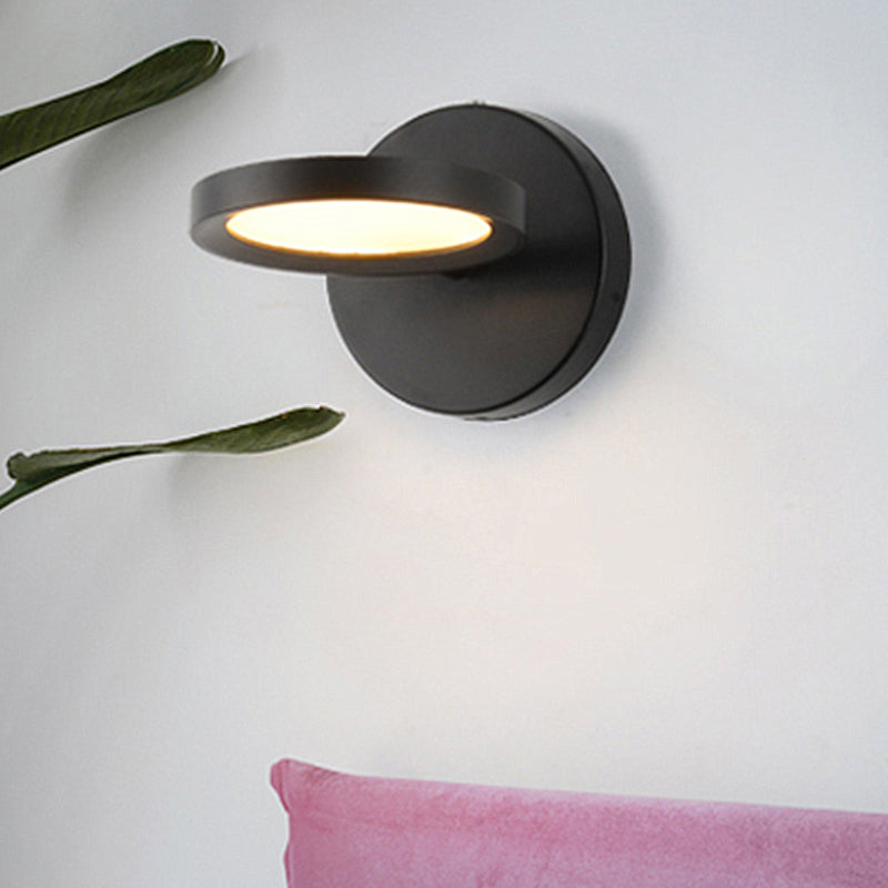 Modernistische LED -muur SCONCE Licht met metalen schaduw Zwart/Gouden Ronde Wall Monted Light