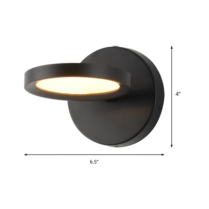 Modernist LED Wall Sconce Light with Metal Shade Black/Gold Round Wall Mounted Light