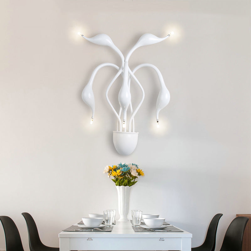 Metal Swan Wall Mount Leichte Nordik 3/5 Lichter Schwarz/weiß/weiße LED -Wandleuchten für Wohnzimmer