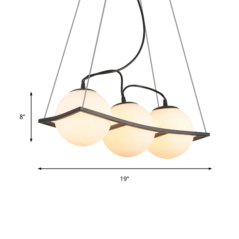 Blobe Bedroom Pendant lustre Chandelier Traditional Opal Verre 3/5 Lumières Black suspension Aménagement