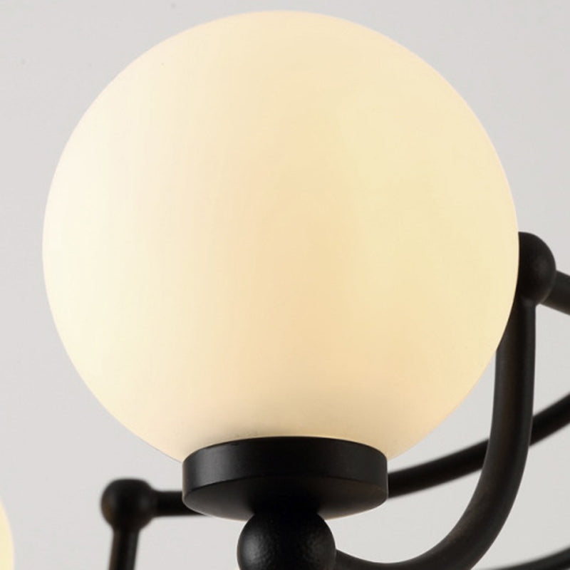 Black 14 Lights Chandelier Light Fixture Traditional Frosted Glass Molecular Pendant Lamp for Living Room
