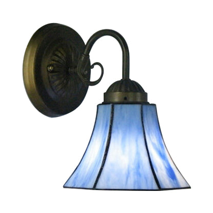 Blue Glass Bell Wall Sconce with Gooseneck 1 Light Vintage Indoor Wall Lighting