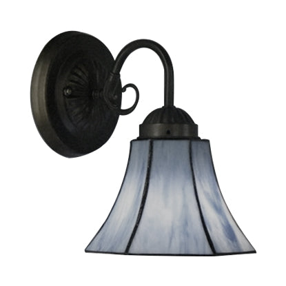 Blue Glass Bell Wall Sconce with Gooseneck 1 Light Vintage Indoor Wall Lighting